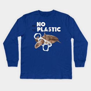 say no to plastic Kids Long Sleeve T-Shirt